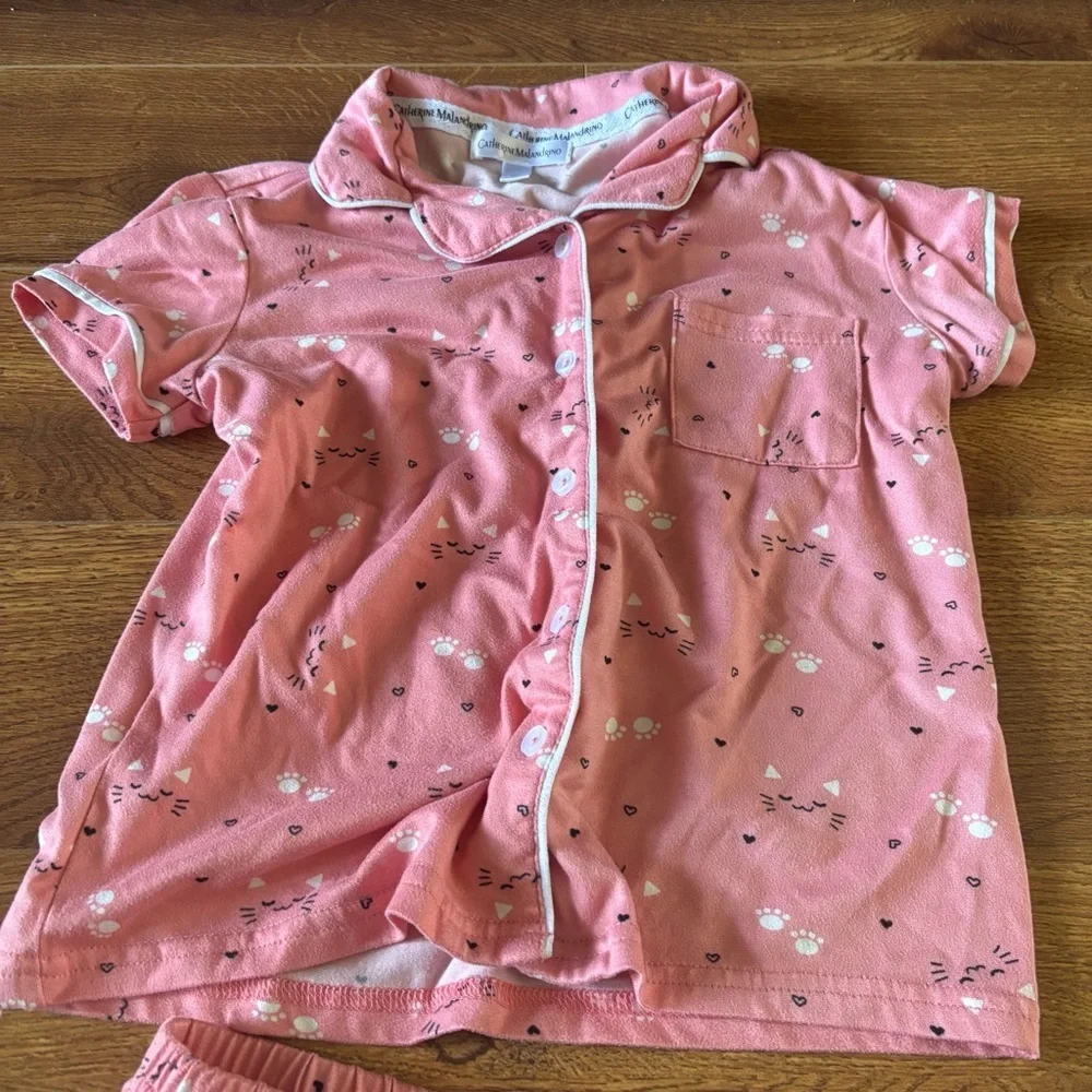 Catherine Malandrino pink cat PJ set in size 7/8